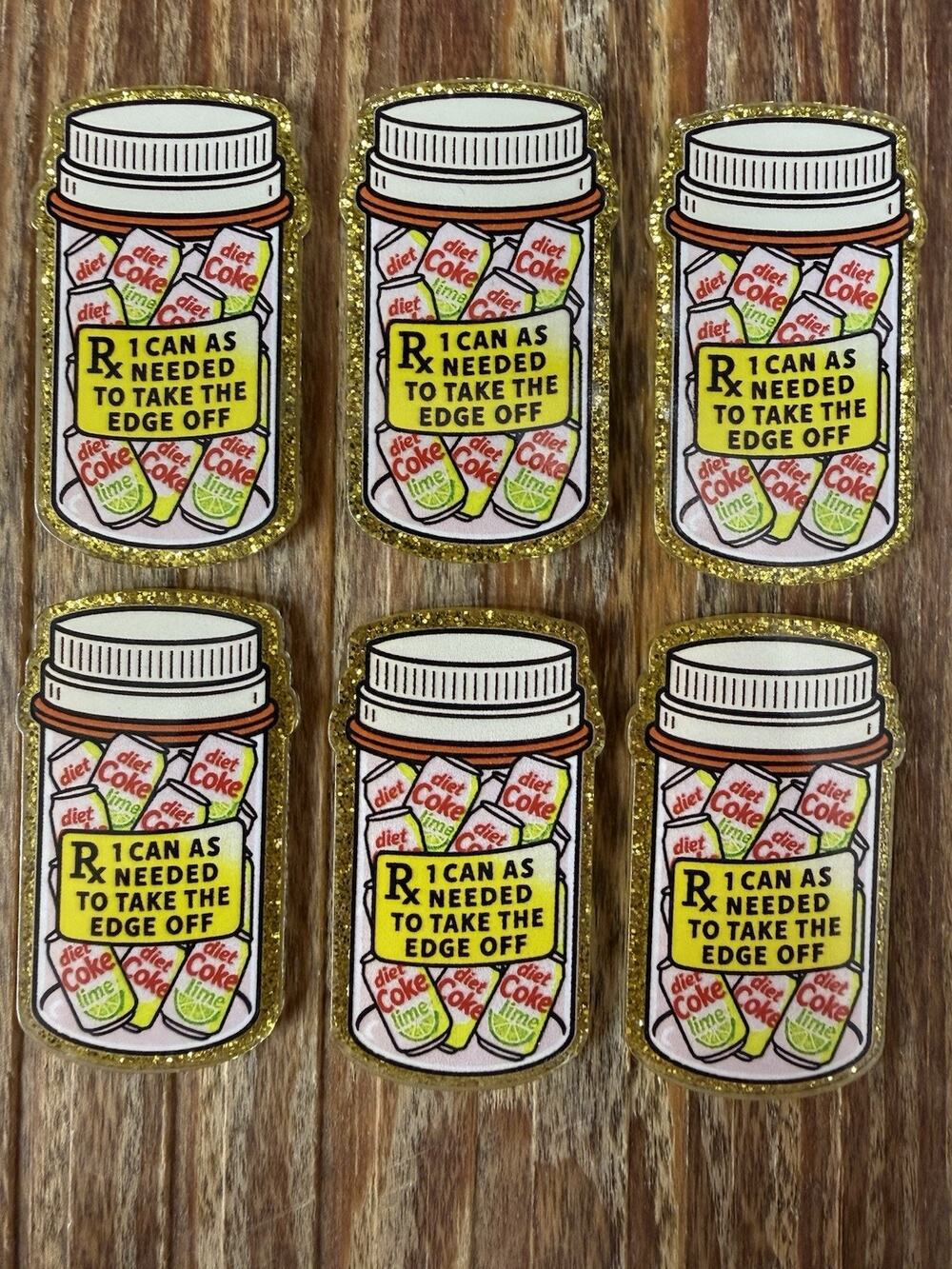6 Pc Diet Coke Prescription Acrylic Flatbacks